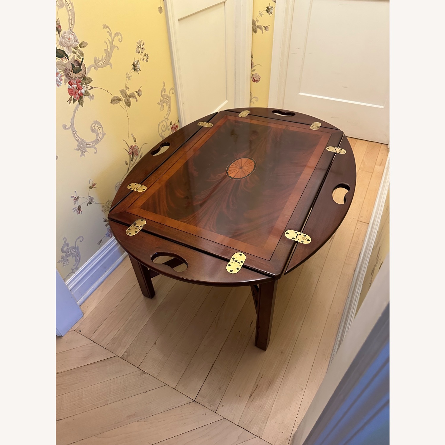 Vintage Hekman Mahogany/Brass Coffee Table - image-1