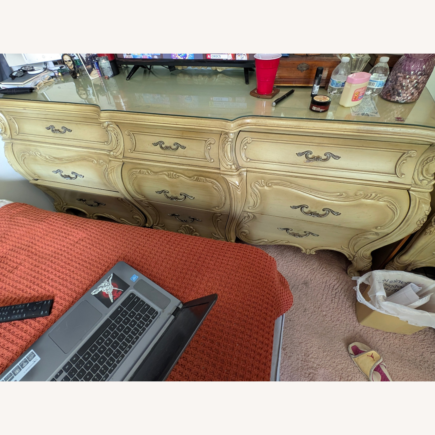 Baroque Rococo Antique Dresser With Mirror - image-4