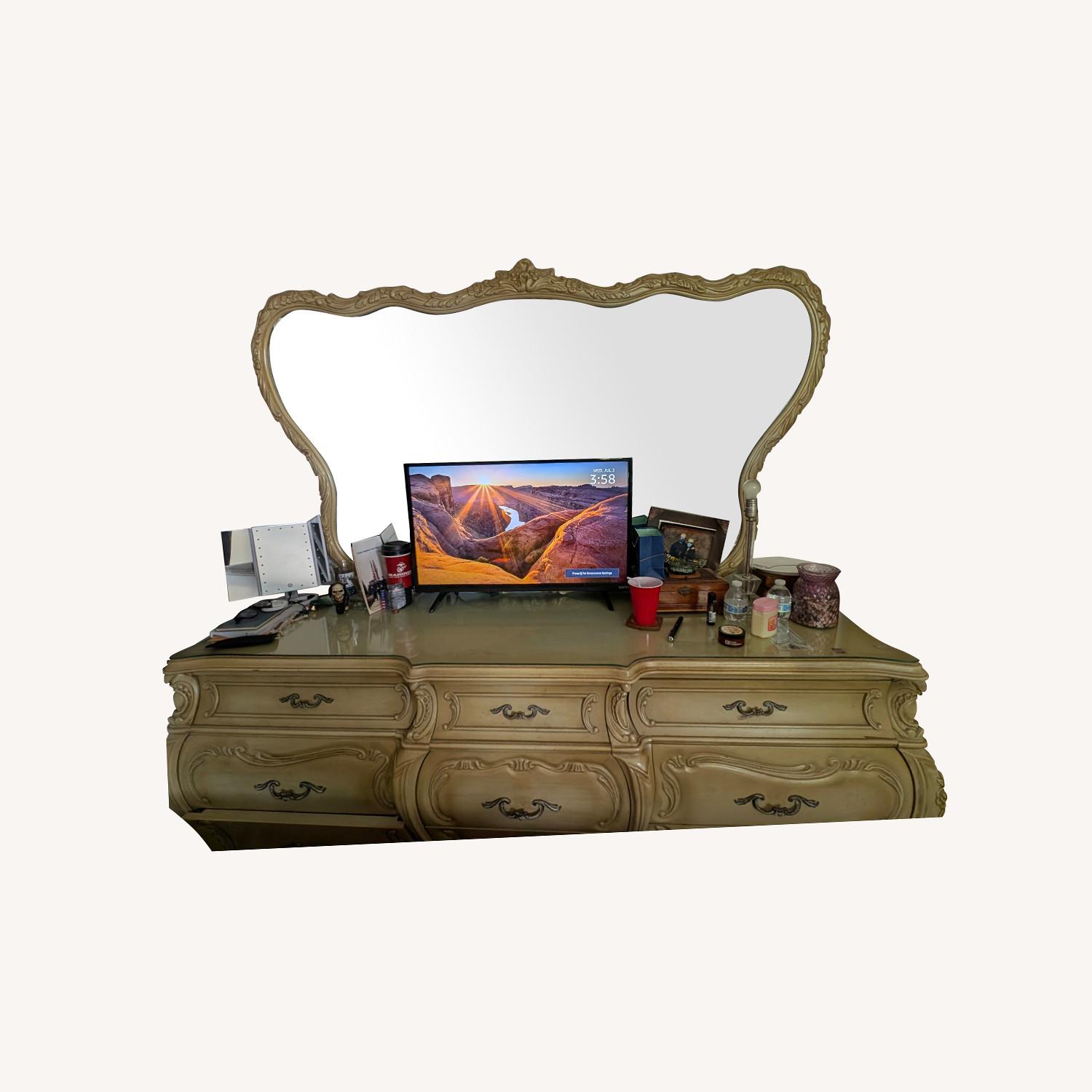 Baroque Rococo Antique Dresser With Mirror - image-0