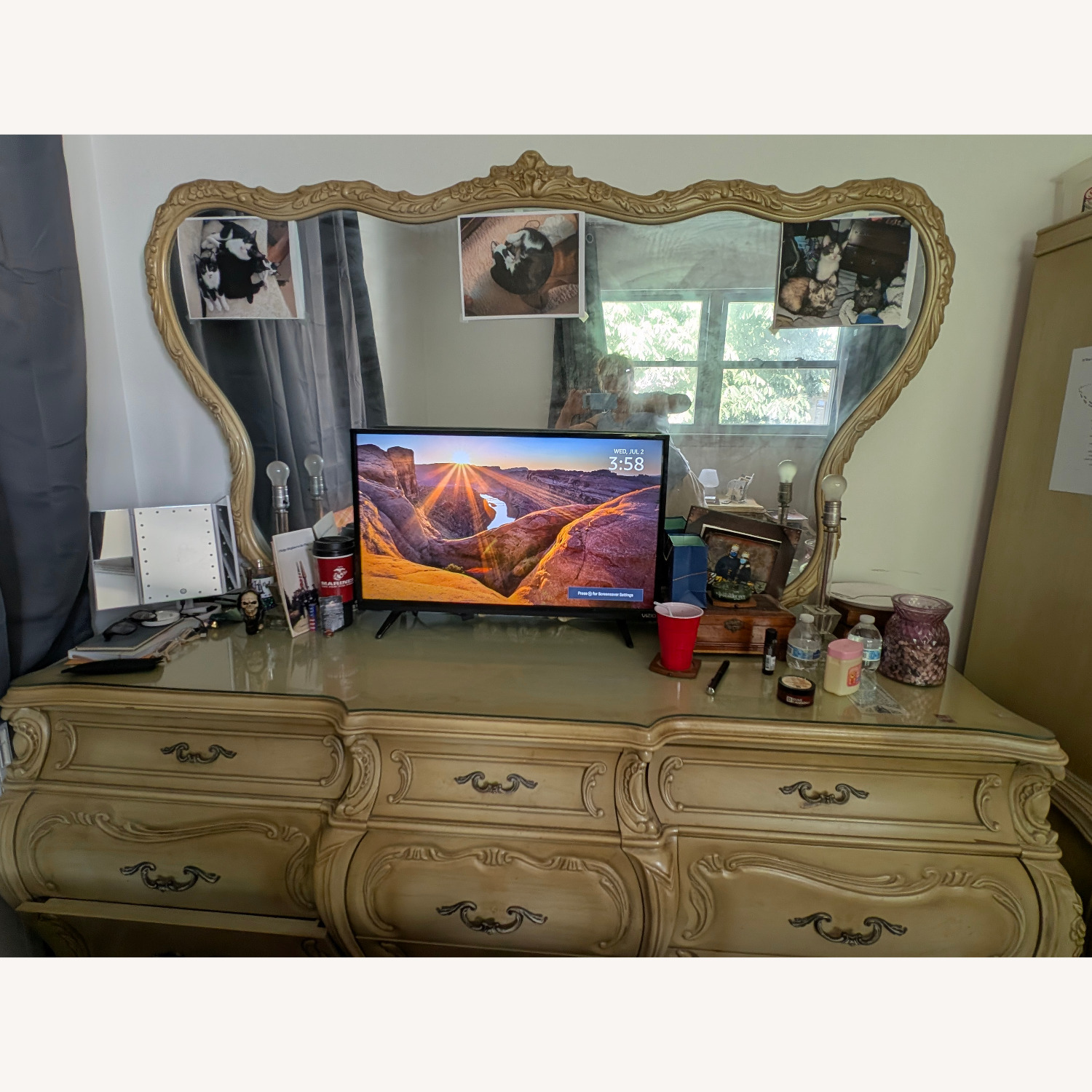 Baroque Rococo Antique Dresser With Mirror - image-5