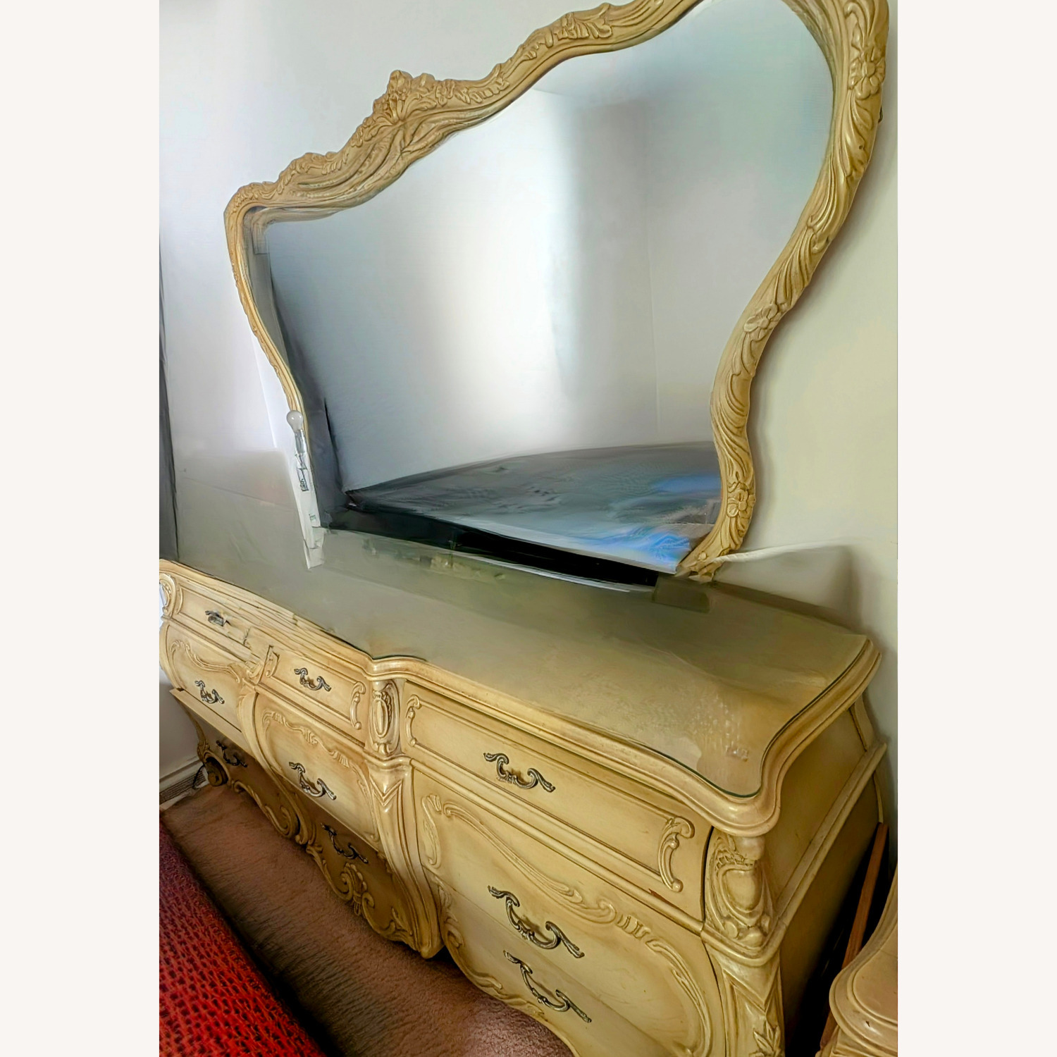 Baroque Rococo Antique Dresser With Mirror - image-3