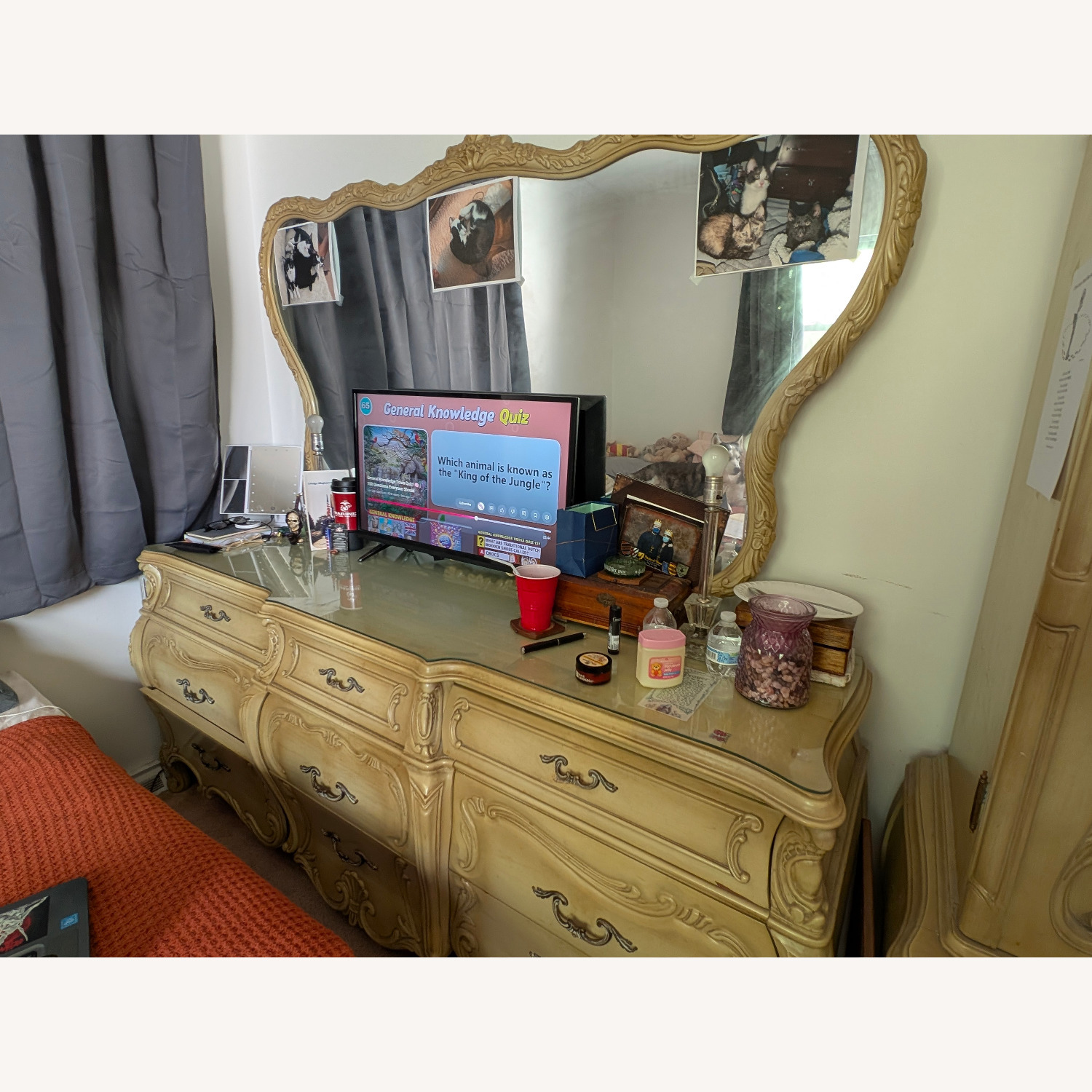 Baroque Rococo Antique Dresser With Mirror - image-2