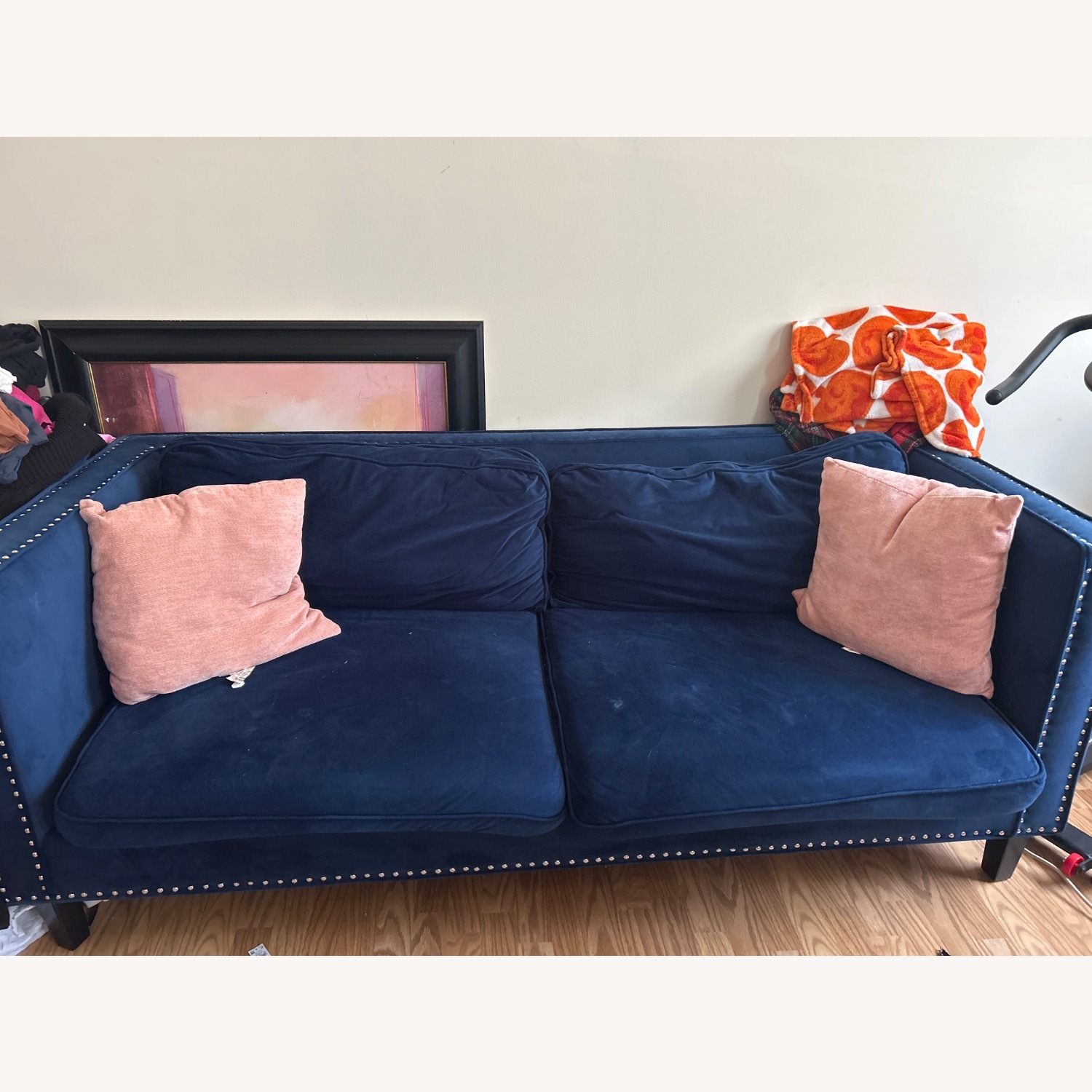 At Home Navy Blue Couch - image-1