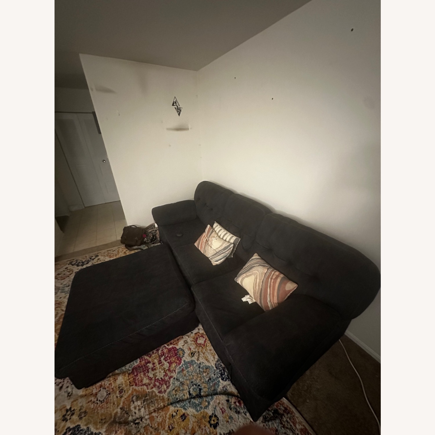 Ashley Furniture Charcoal Gray Sofa and Ottoman - image-2