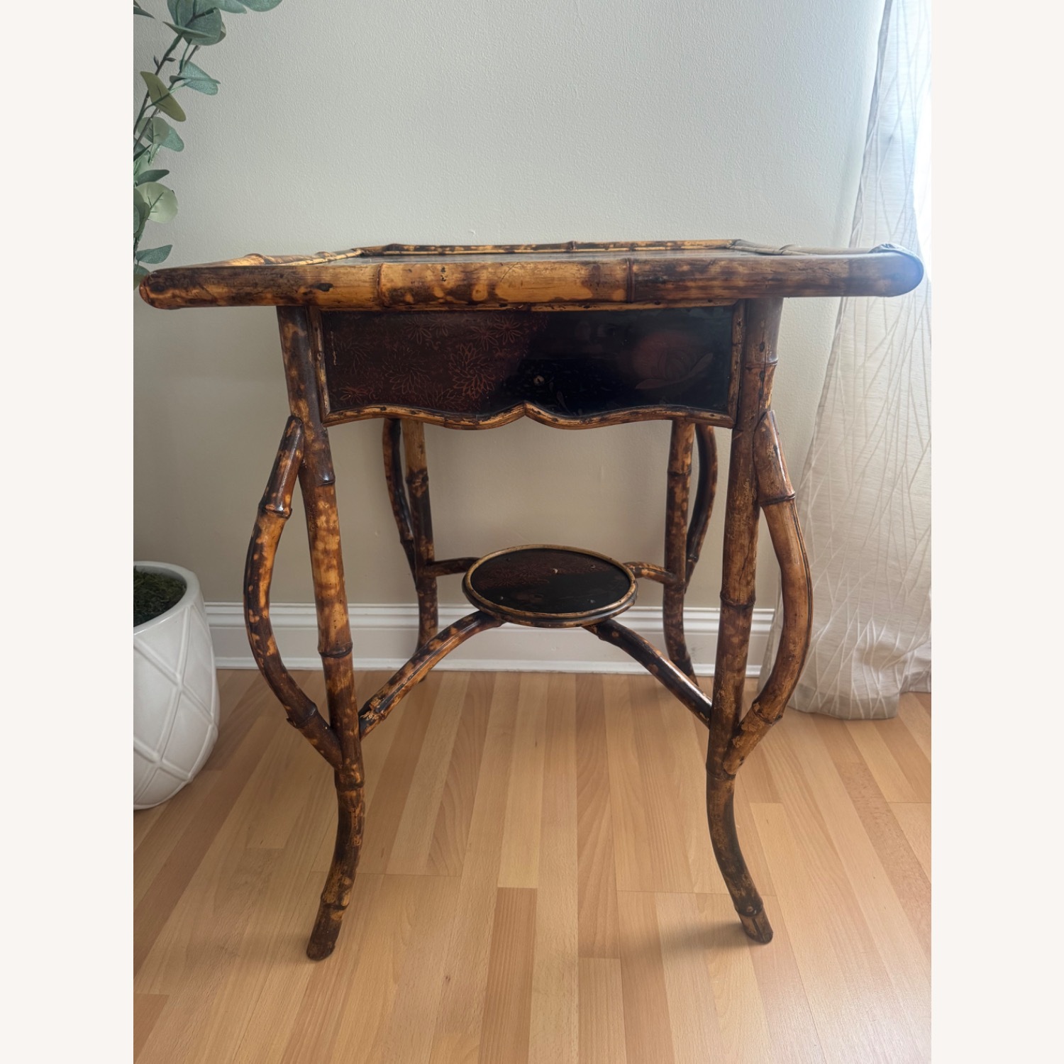 19 Century English Bamboo Square Side Table - image-1