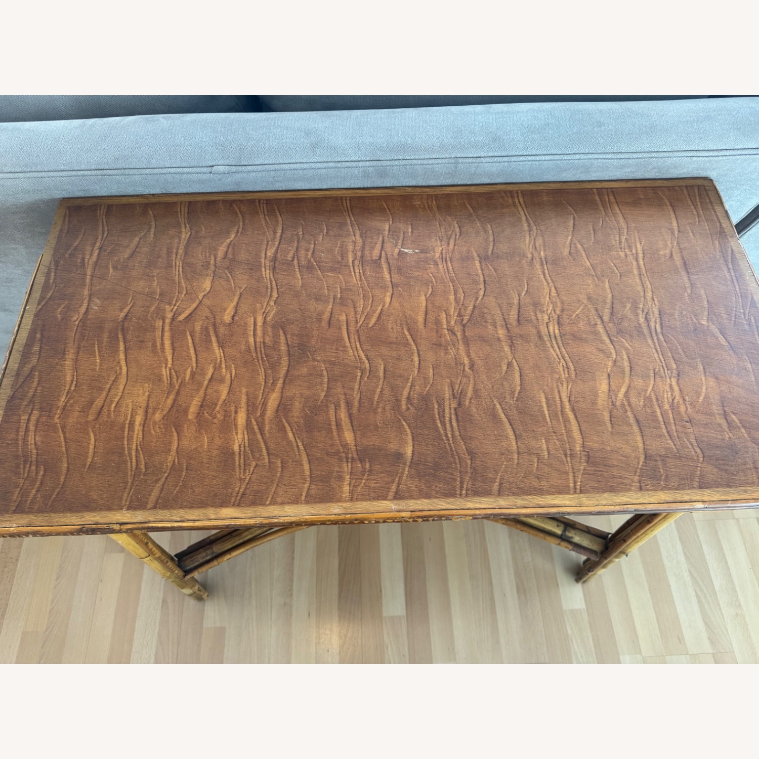 Vintage Rattan & Wood Side Table - image-2