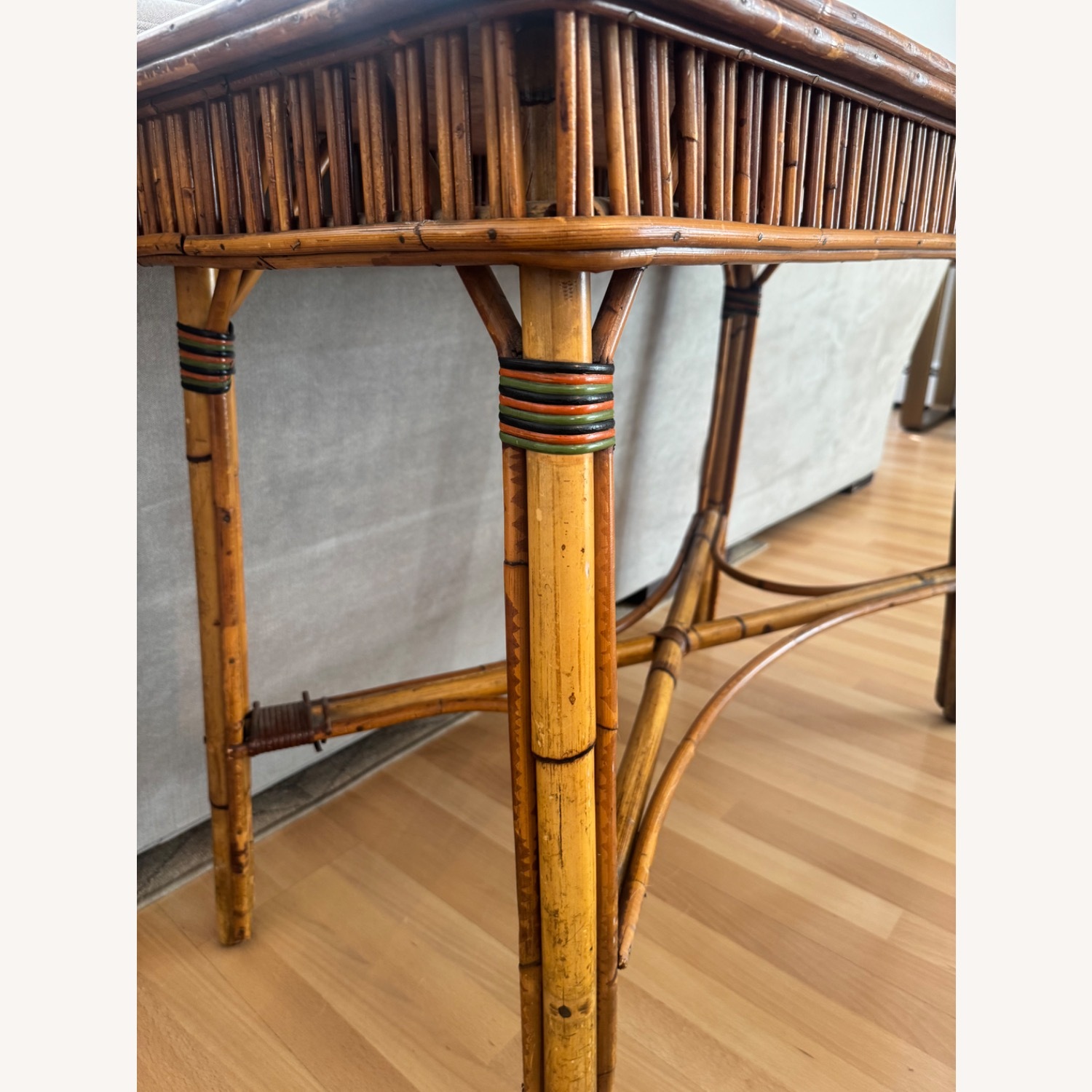 Vintage Rattan & Wood Side Table - image-5