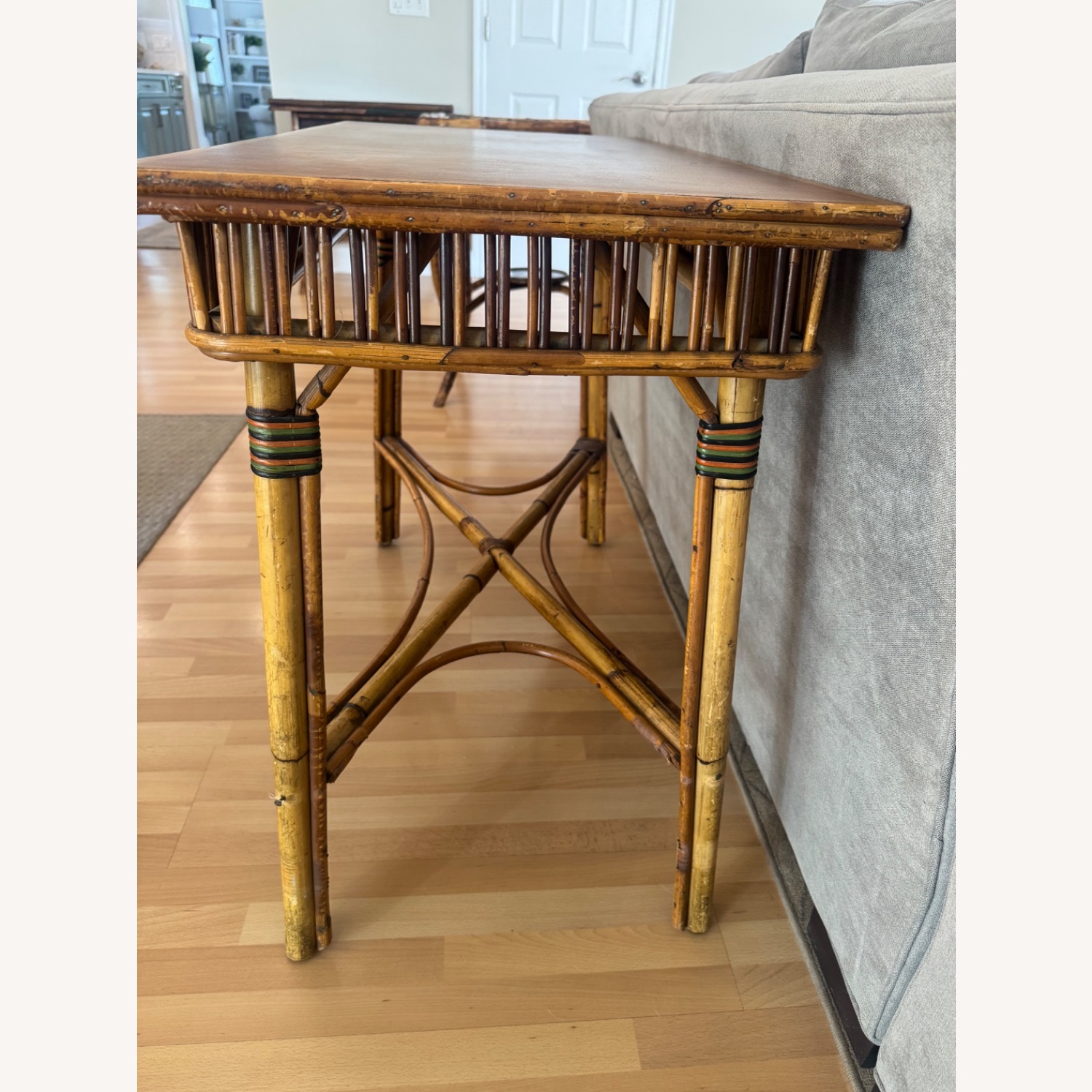 Vintage Rattan & Wood Side Table - image-3