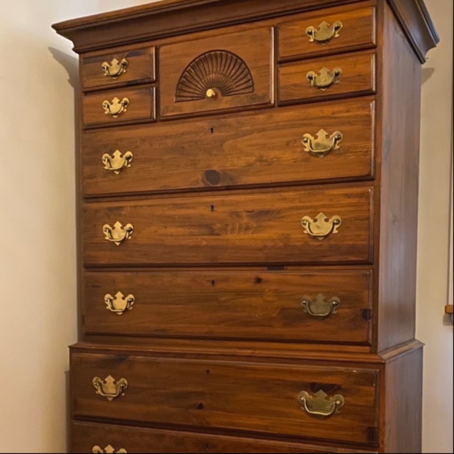 Vintage Solid Oak Tall Dresser - image-0