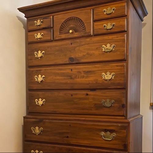 Used Vintage Solid Oak Tall Dresser for sale on AptDeco