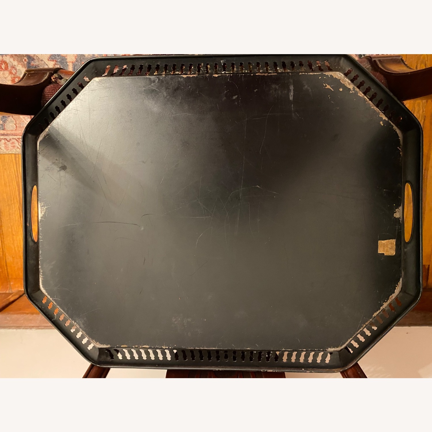 Toleware Hand Painted Floral Metal Tray Wall Art - image-3