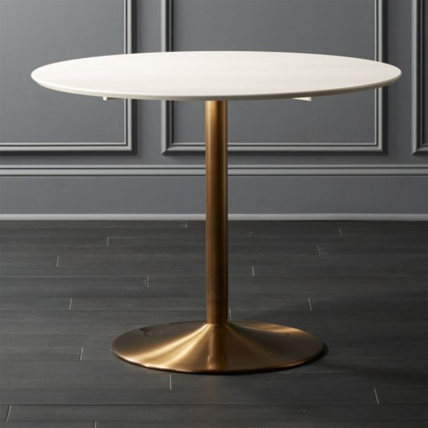 CB2 Odyssey Brass Table White Top - image-4