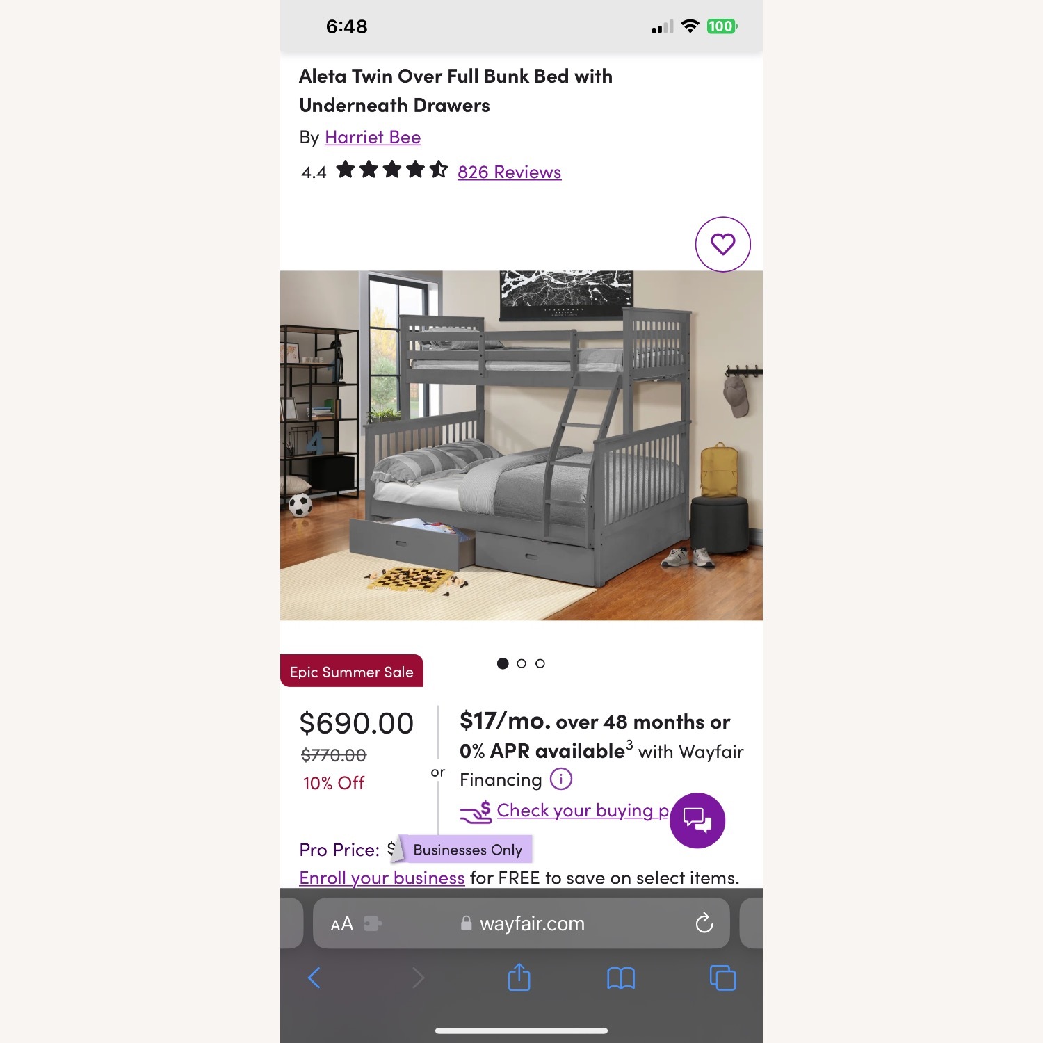 WayFair Aleta Twin/Full Bunk - image-4