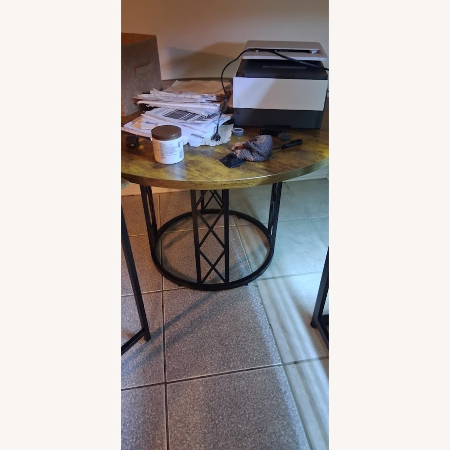 47" Round Dining Set 4 Fabric Chairs - image-1