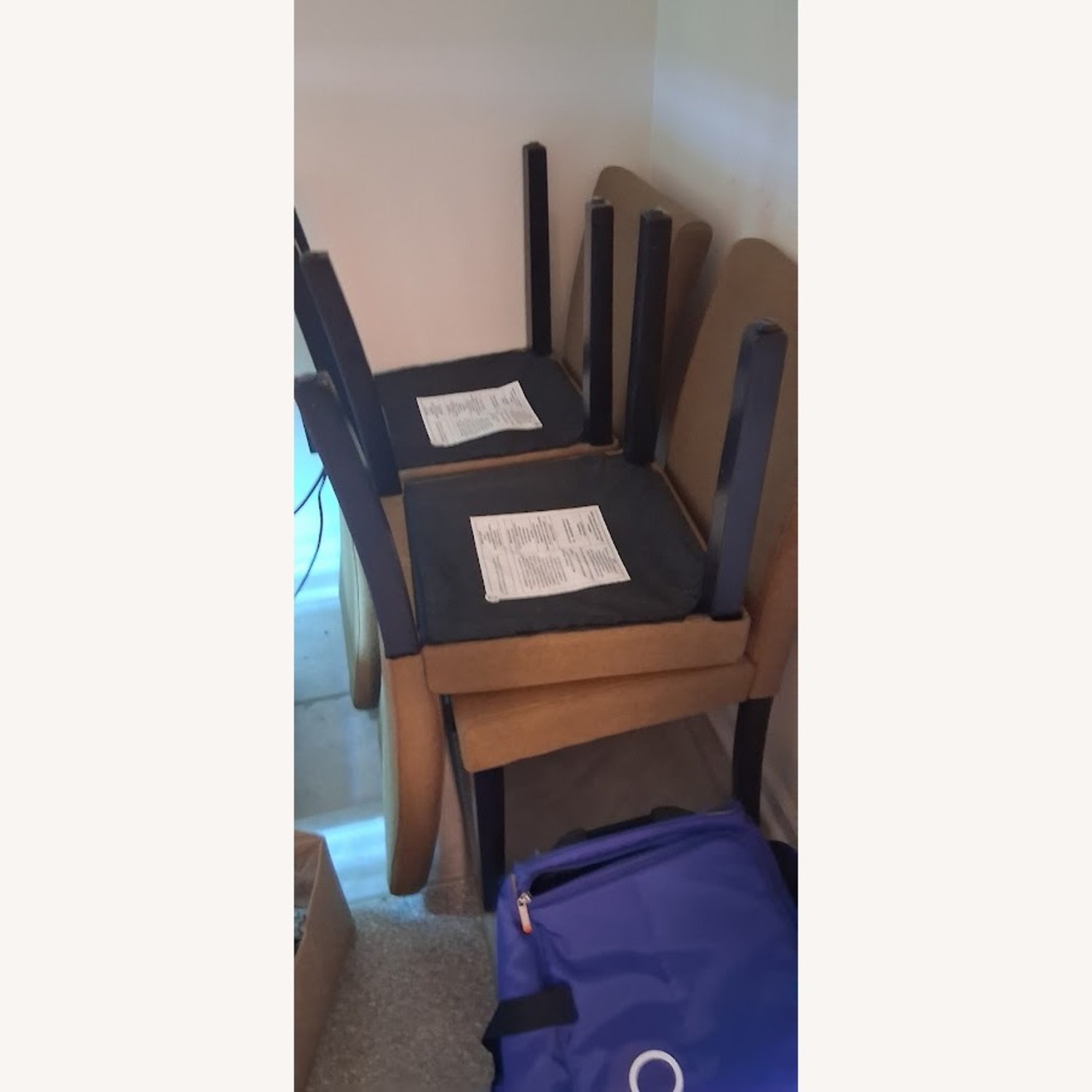 47" Round Dining Set 4 Fabric Chairs - image-3