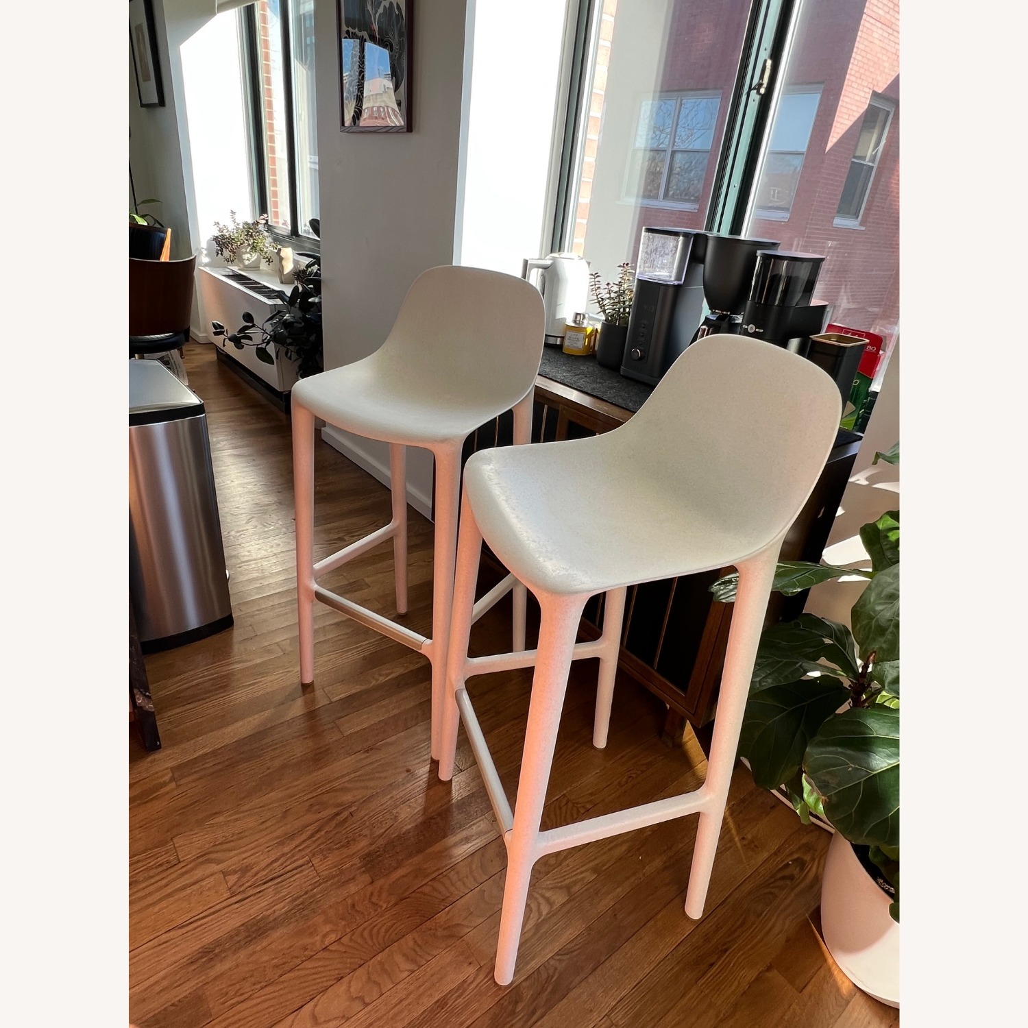 Pair of Emeco Broom Bar Stools - White - image-2