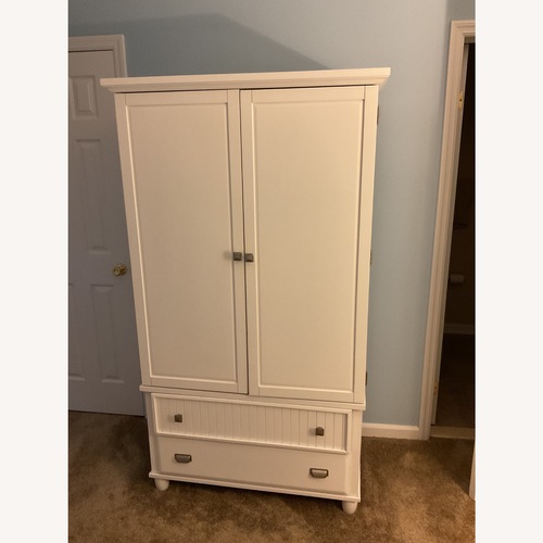 Used Bob's Discount Furniture White Armoire for sale on AptDeco
