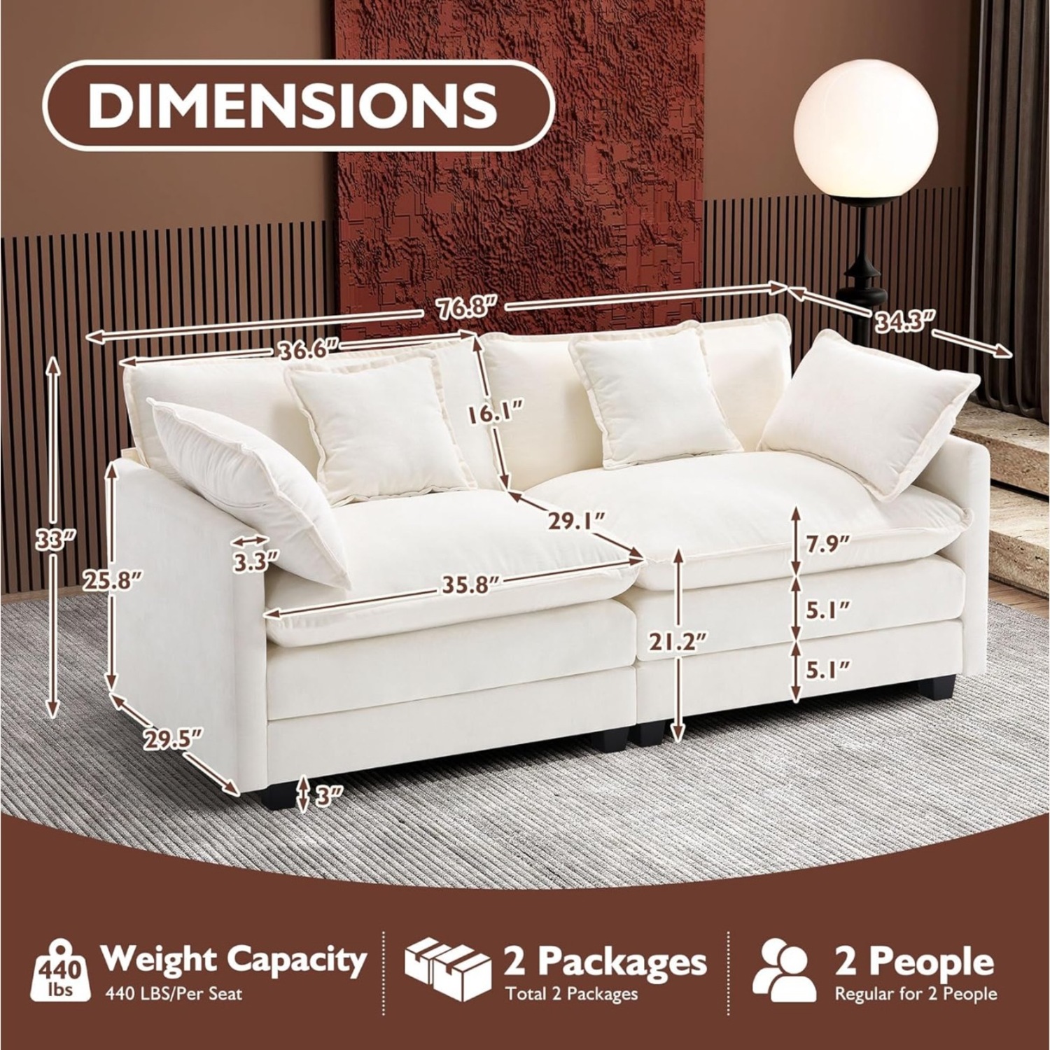 Cloud Sofa 77 Inch Loveseat - image-2