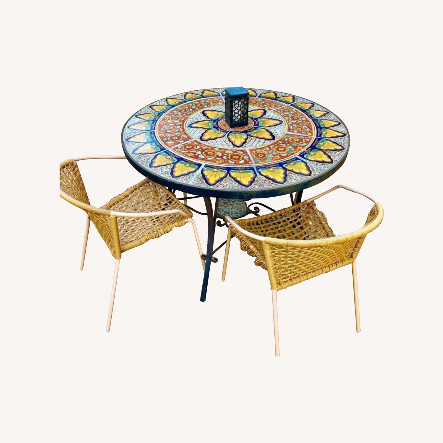 44.5” Talavera Tile Outdoor Dining Table - image-0