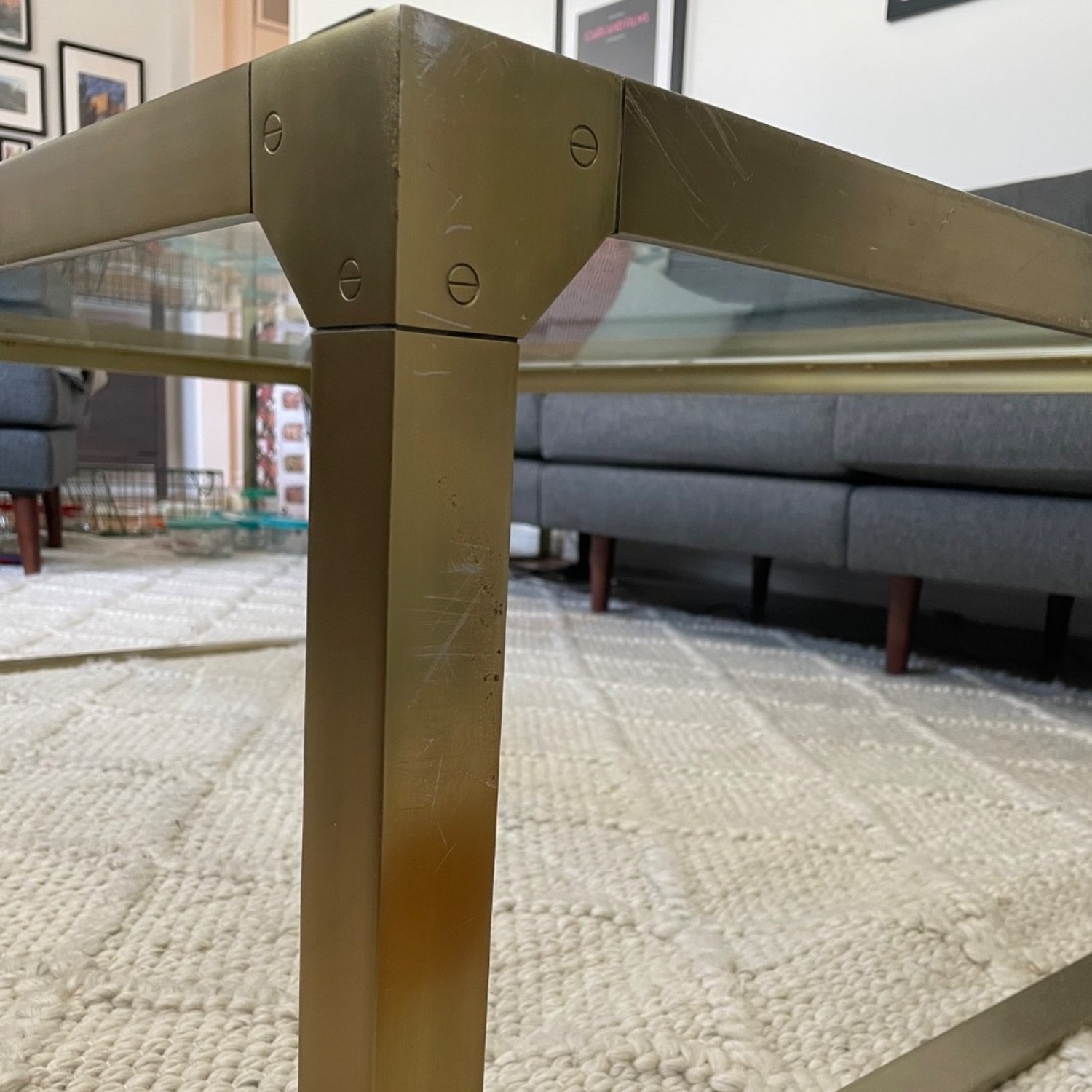 Arhaus Brass and Glass Coffee Table - image-5