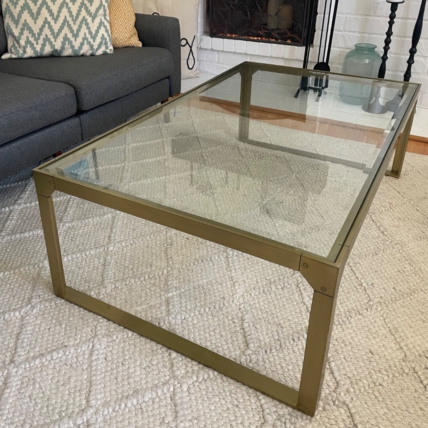 Arhaus Brass and Glass Coffee Table - image-7