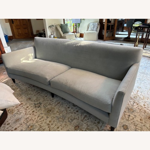 Used Roche Bobois Blue Gray Velvet Couch for sale on AptDeco