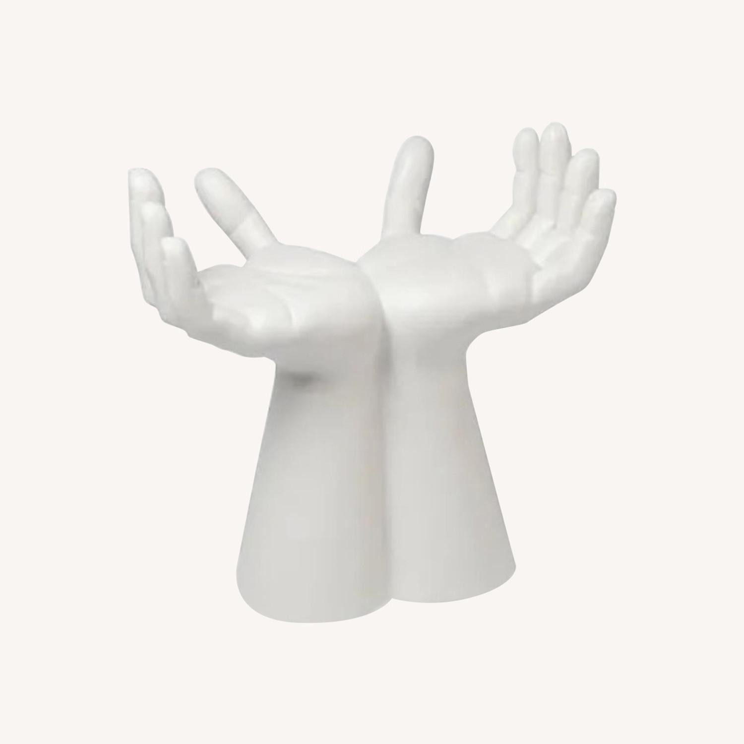 Global Views Hands White Ceramic Two Stool - image-0