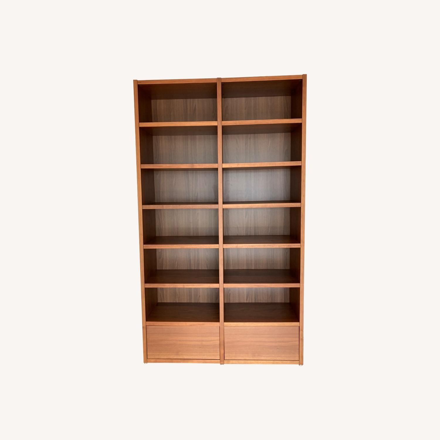 BoConcept Lecco Walnut 14 Shelf 2 Drawer Bookshelf - image-0