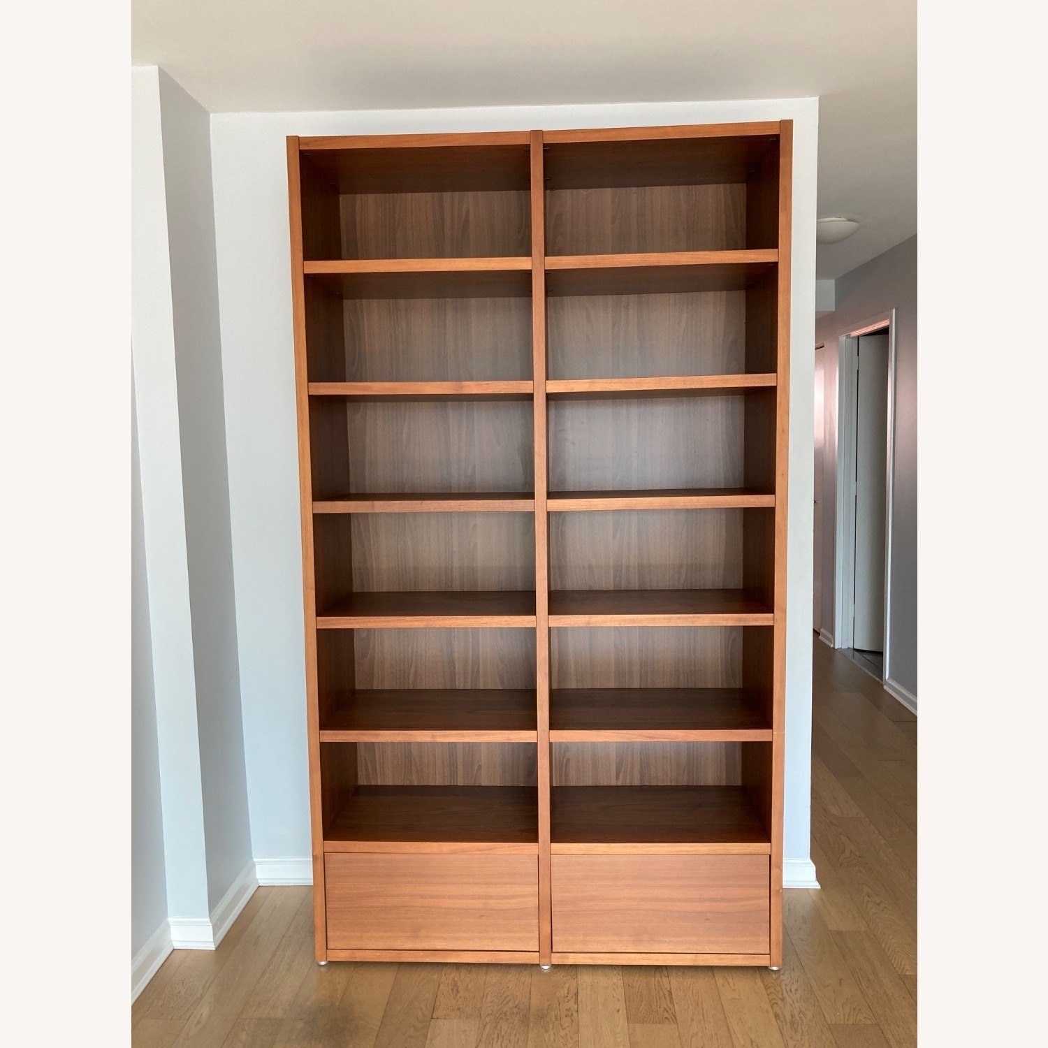 BoConcept Lecco Walnut 14 Shelf 2 Drawer Bookshelf - image-1