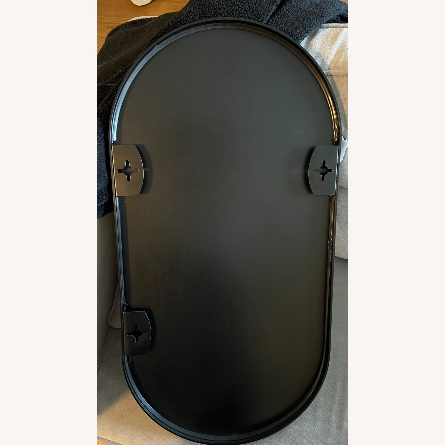 Oval Wall Mirror with Black Aluminum Frame - image-2