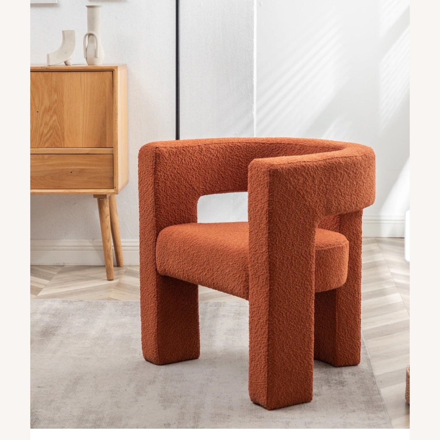 Wide Boucle Upholstered Square Armchairs - image-2