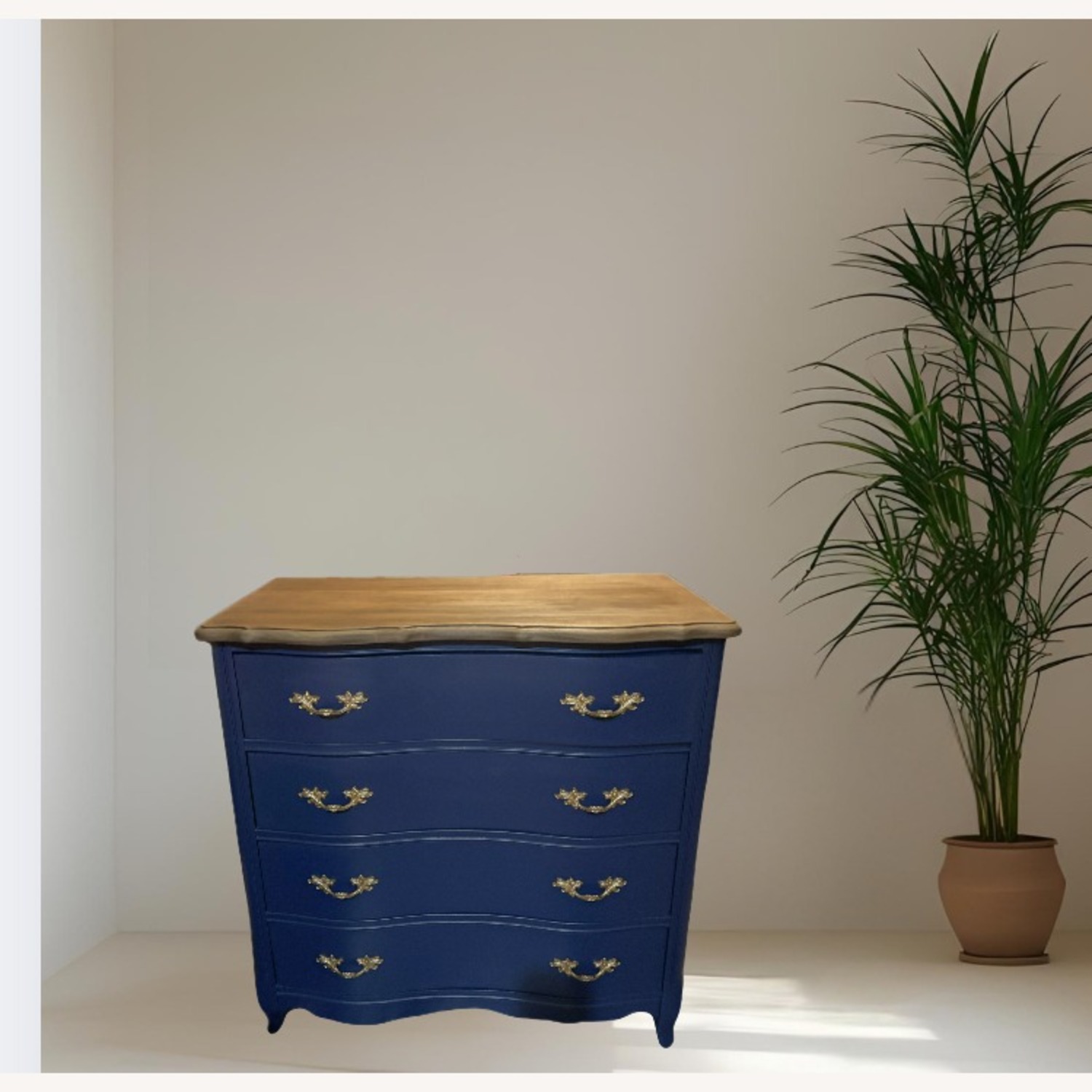 Vintage Navy Serpentine Dresser - image-2