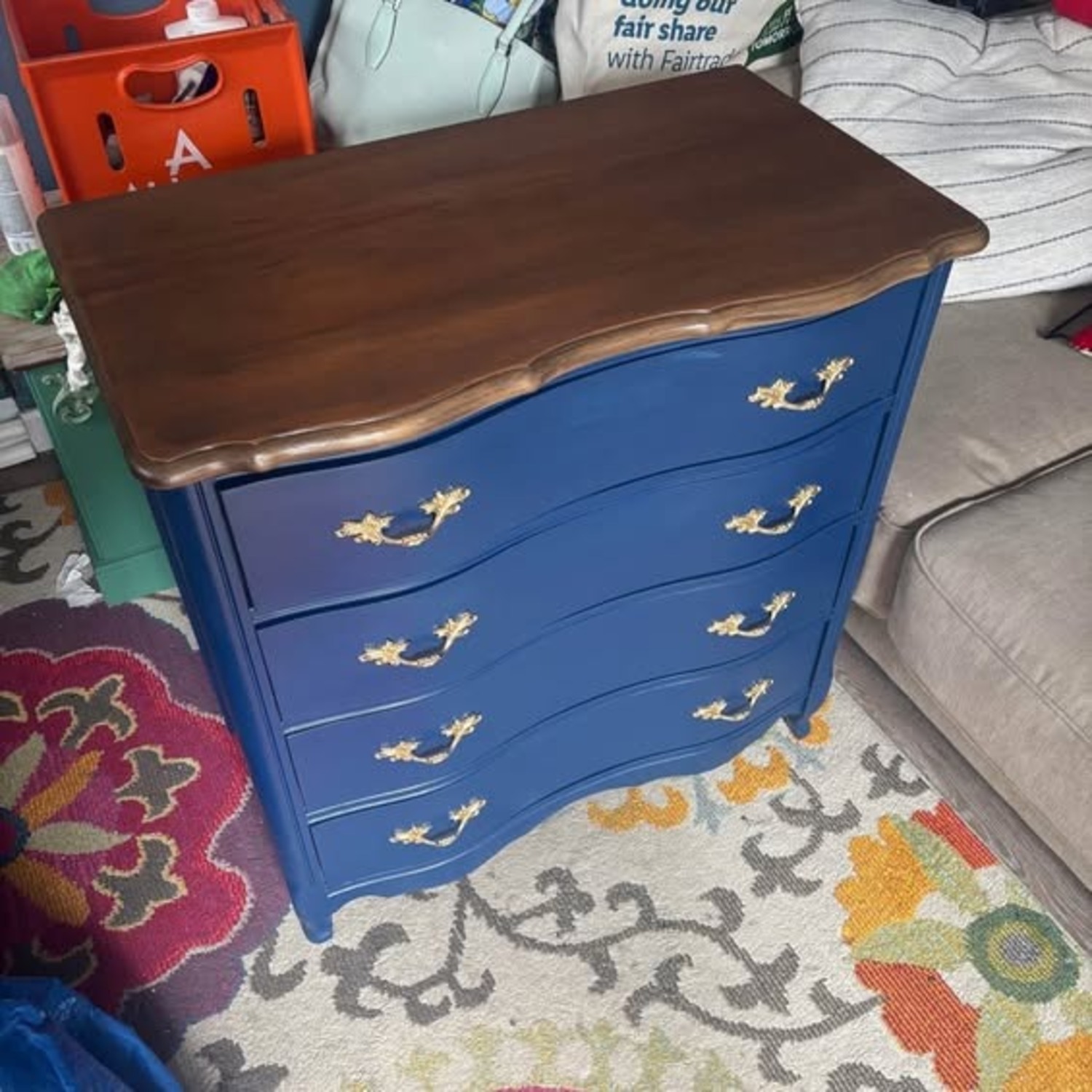 Vintage Navy Serpentine Dresser - image-4