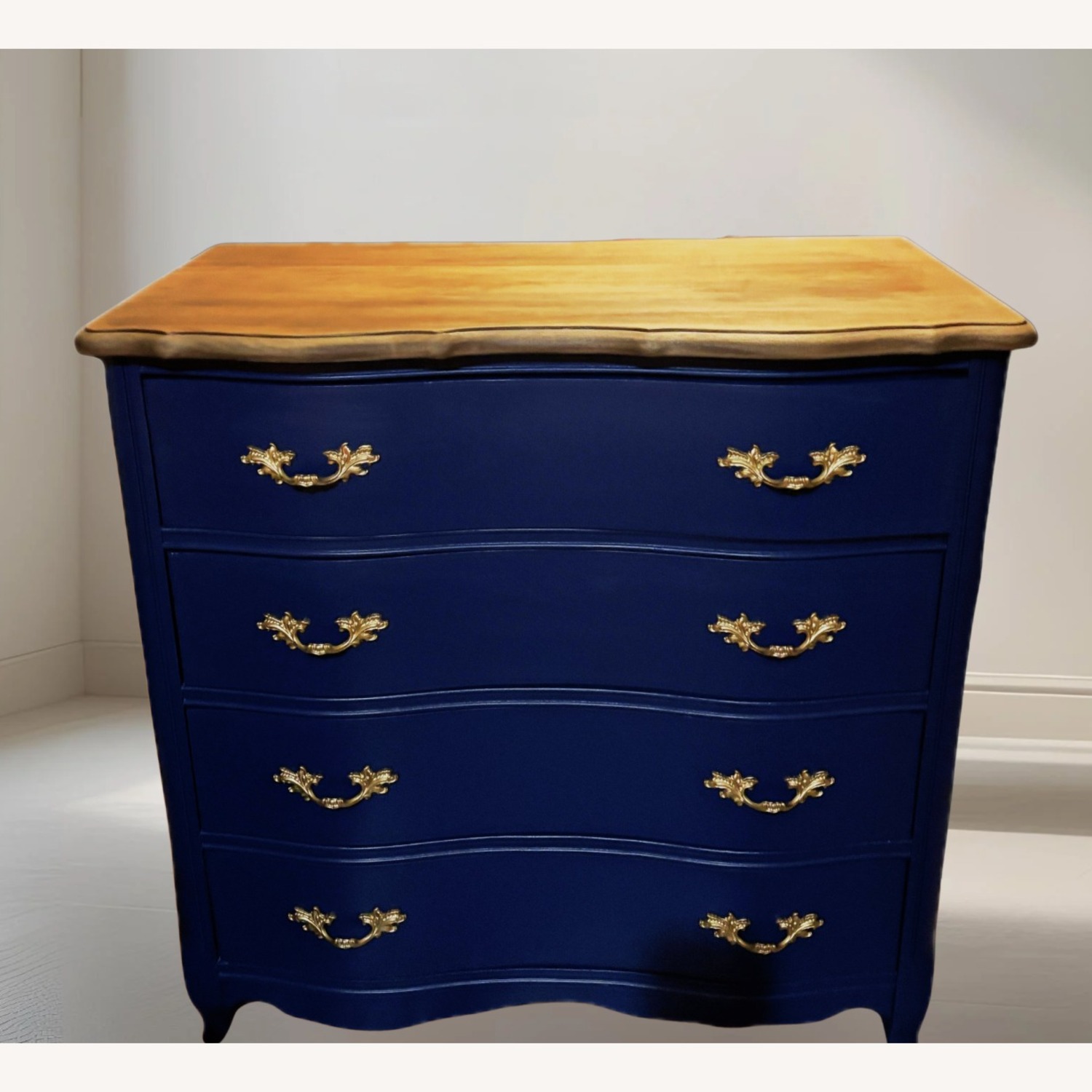 Vintage Navy Serpentine Dresser - image-1