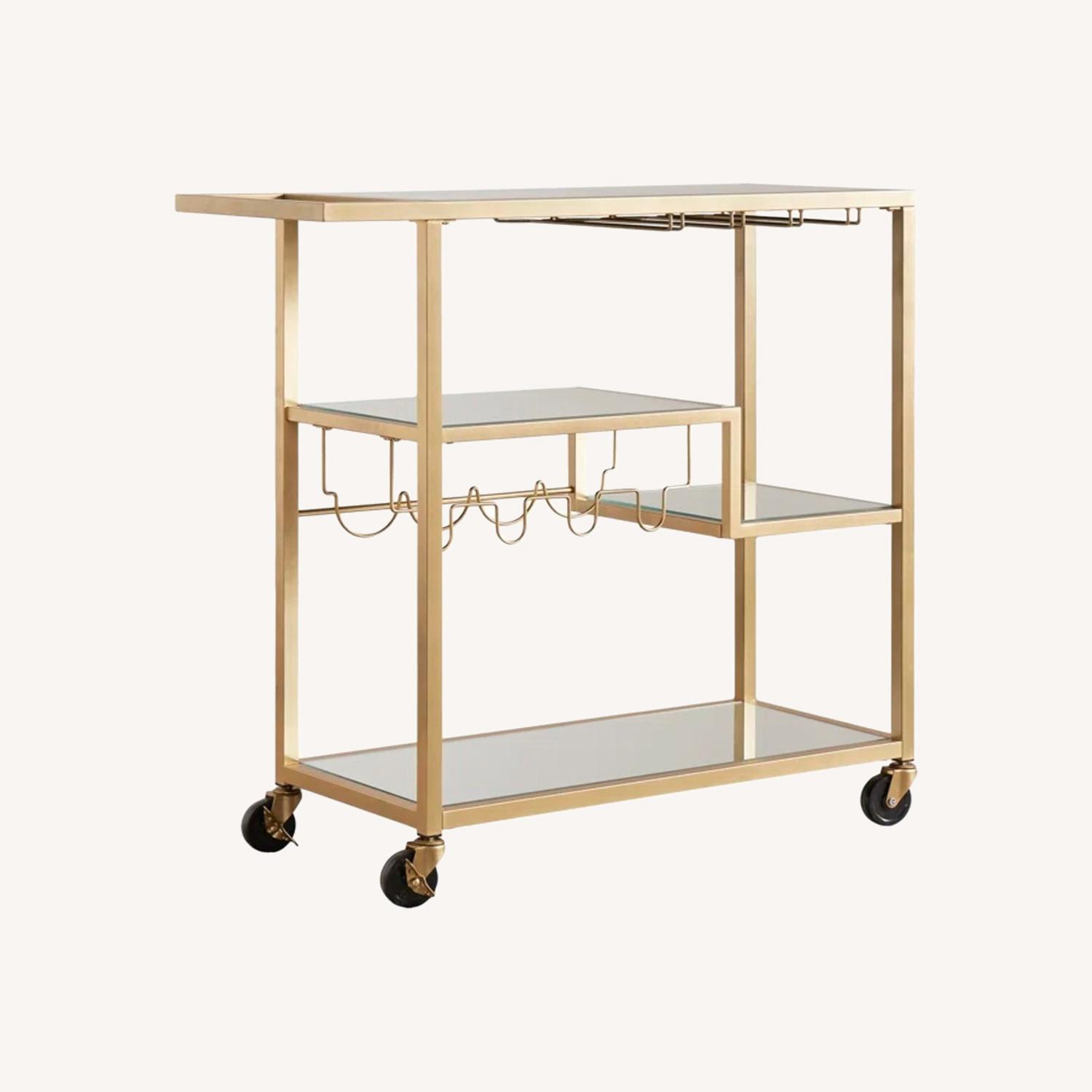 West Elm Elegant Rolling Bar with Mirrored Shelves - image-0