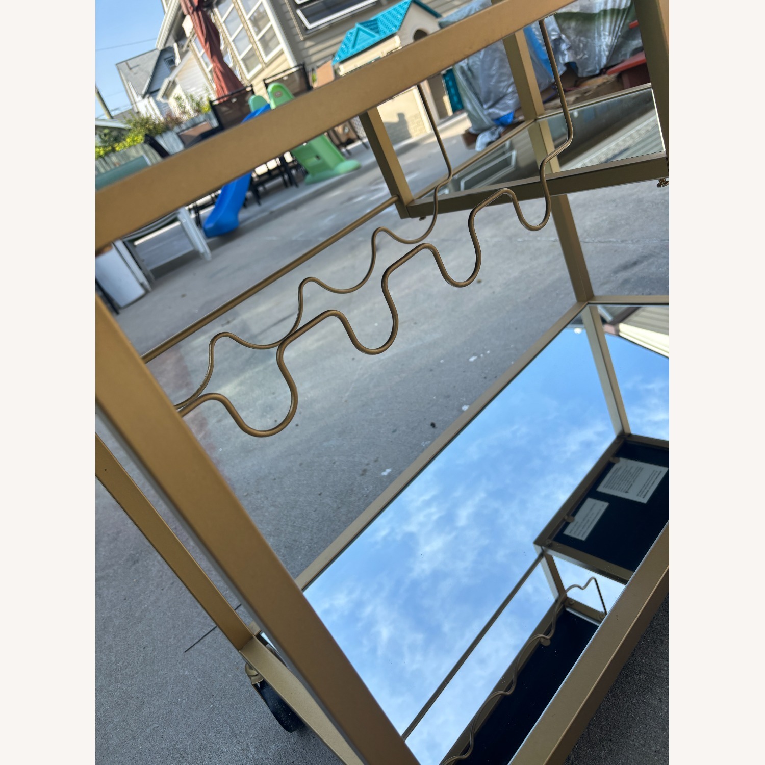 West Elm Elegant Rolling Bar with Mirrored Shelves - image-6