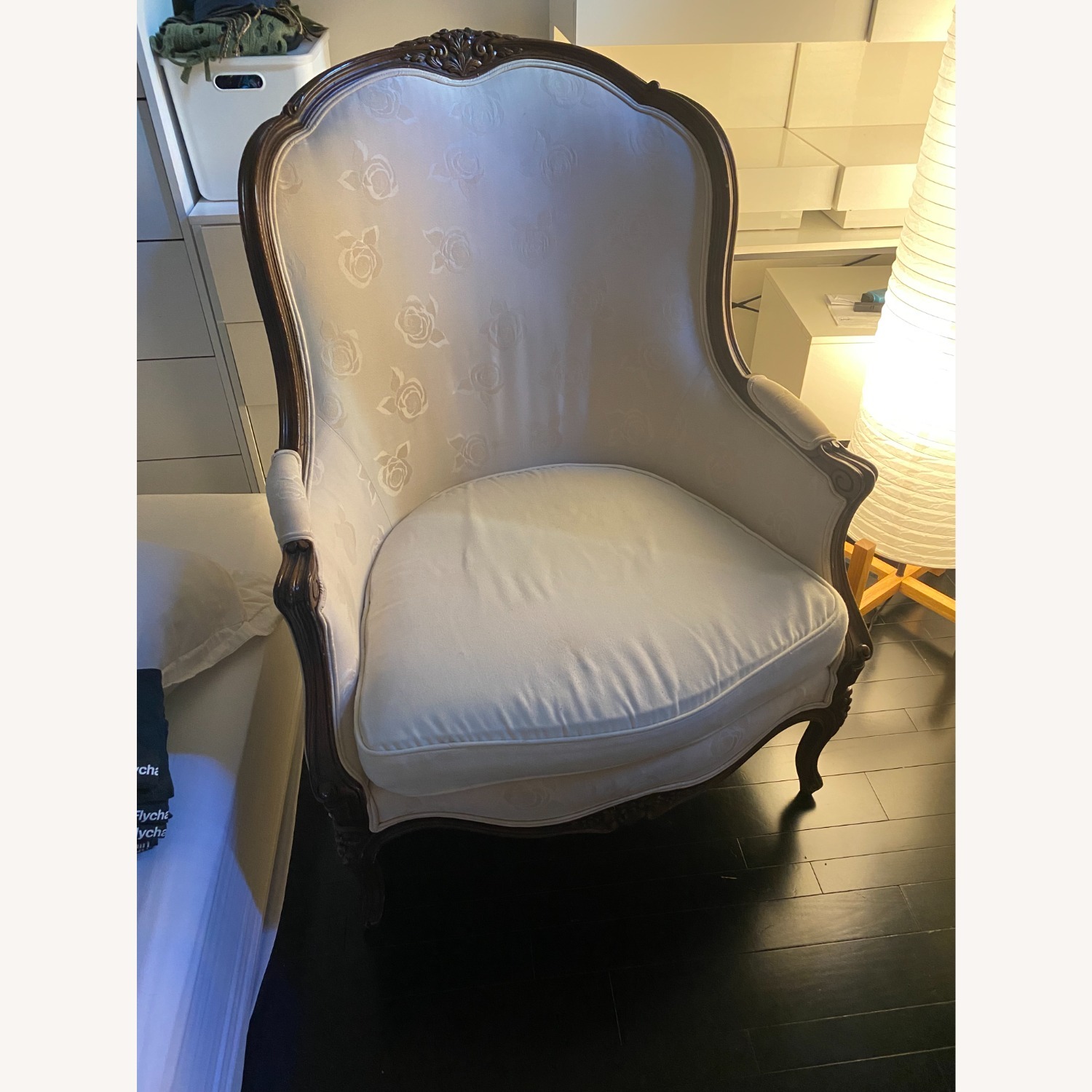 Vintage French-Style Upholstered Armchair - image-1