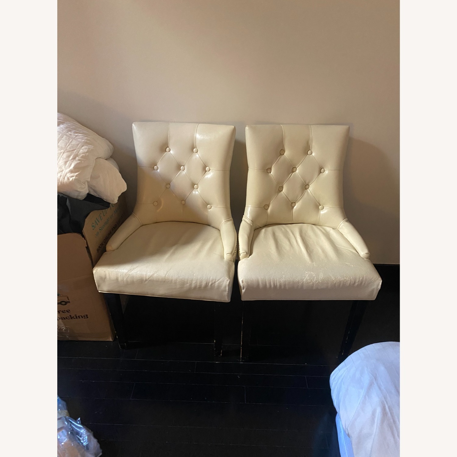 Set of 3 Tufted Faux Leather Dining/Accent Chairs - image-4
