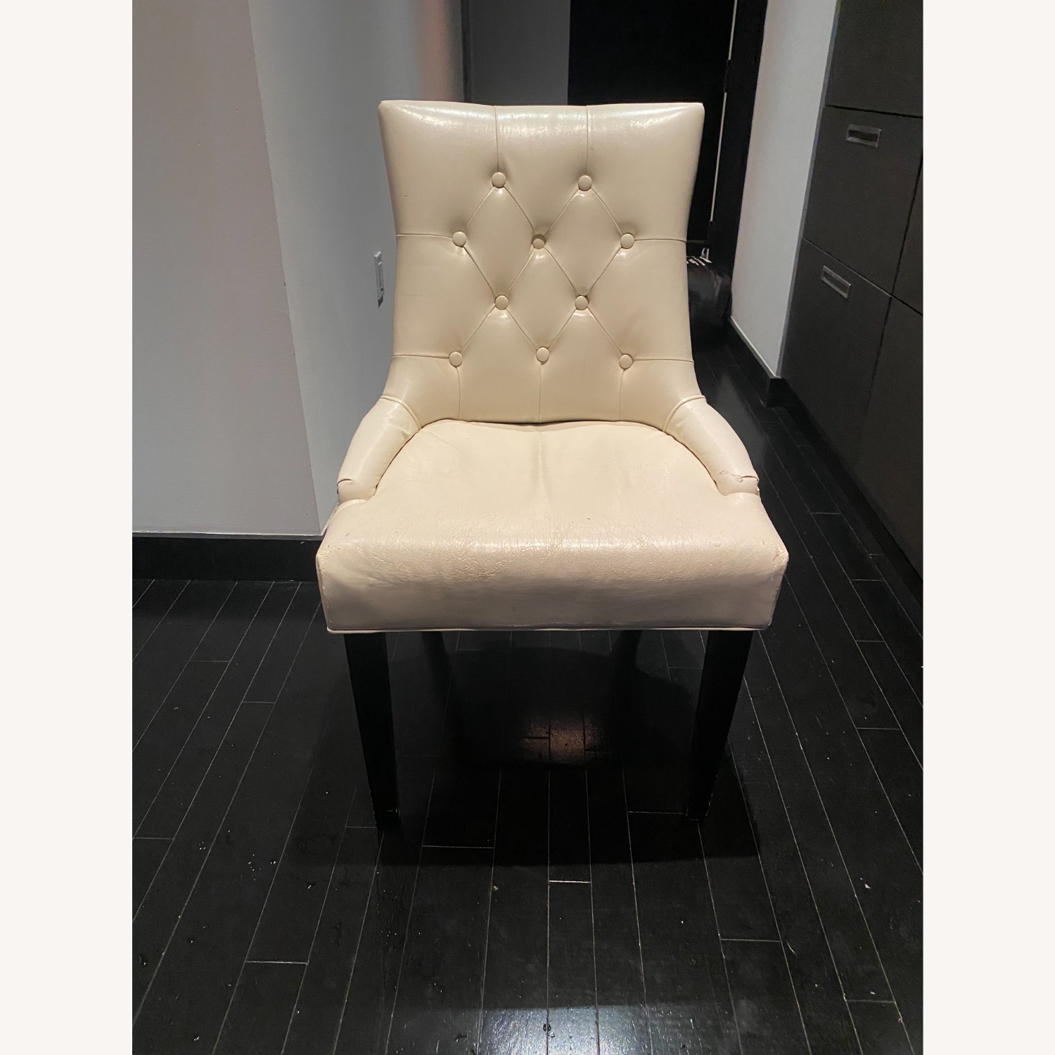 Set of 3 Tufted Faux Leather Dining/Accent Chairs - image-1