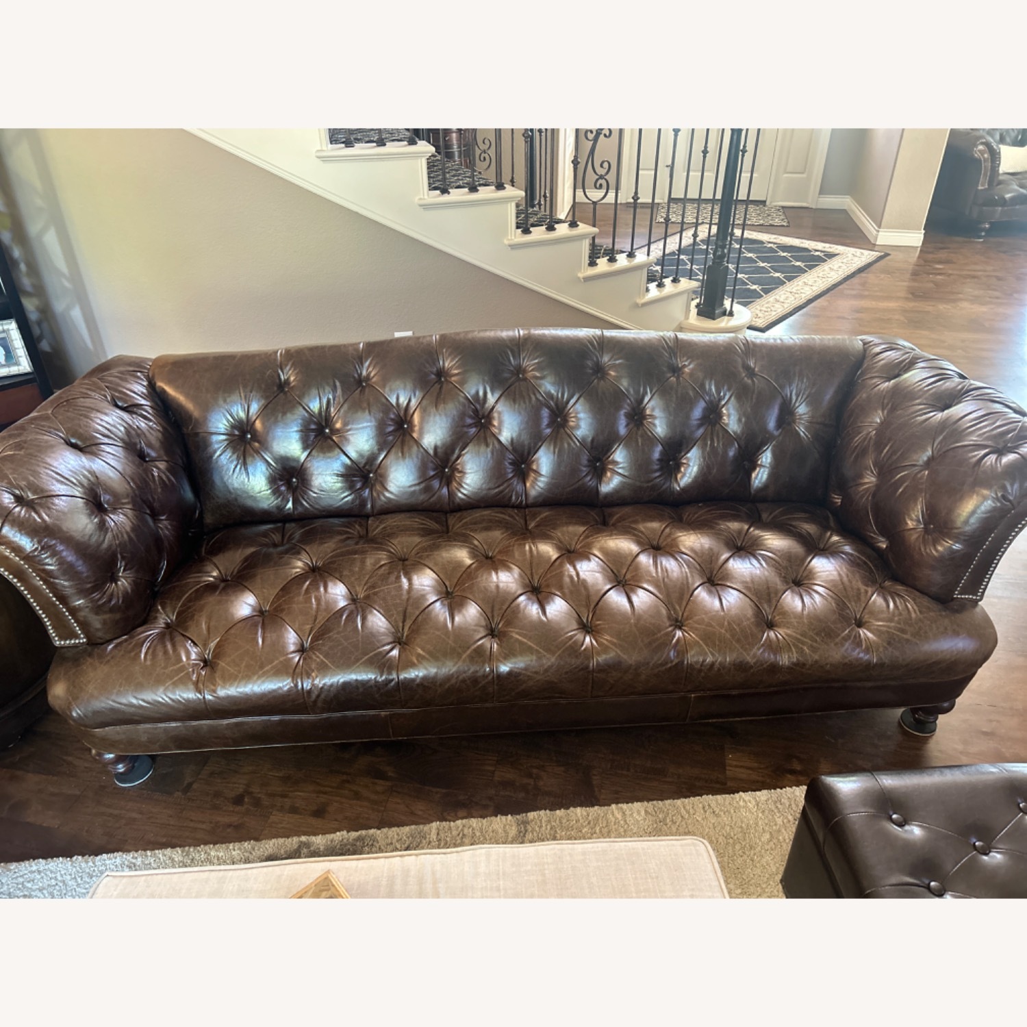 Old Hickory Tannery Chesterfield Leather Couch - image-6
