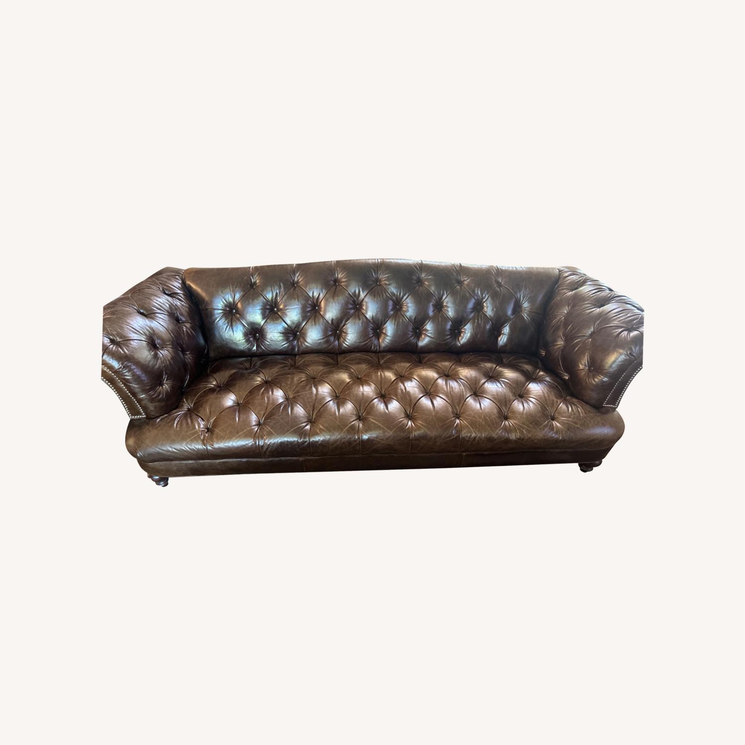 Old Hickory Tannery Chesterfield Leather Couch - image-7