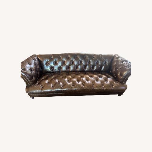 Used Old Hickory Tannery Chesterfield Leather Couch for sale on AptDeco