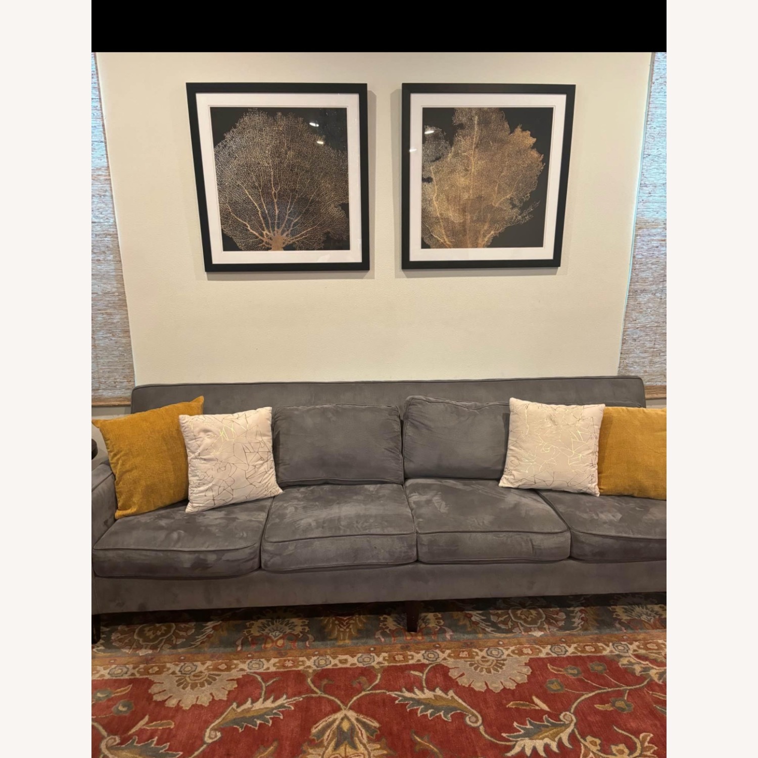 Macy's Grey 4 Seater Fabric Couch - image-5