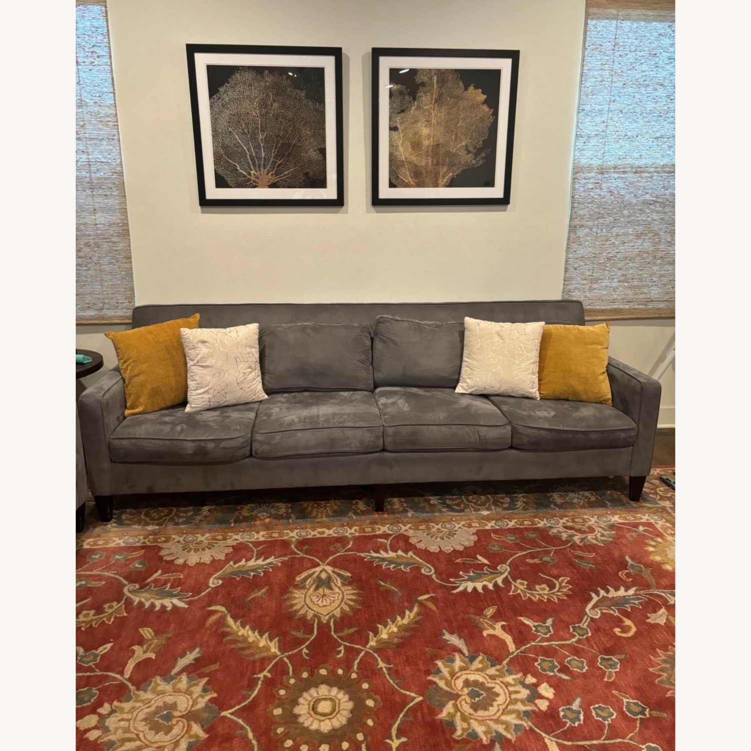 Macy's Grey 4 Seater Fabric Couch - image-1