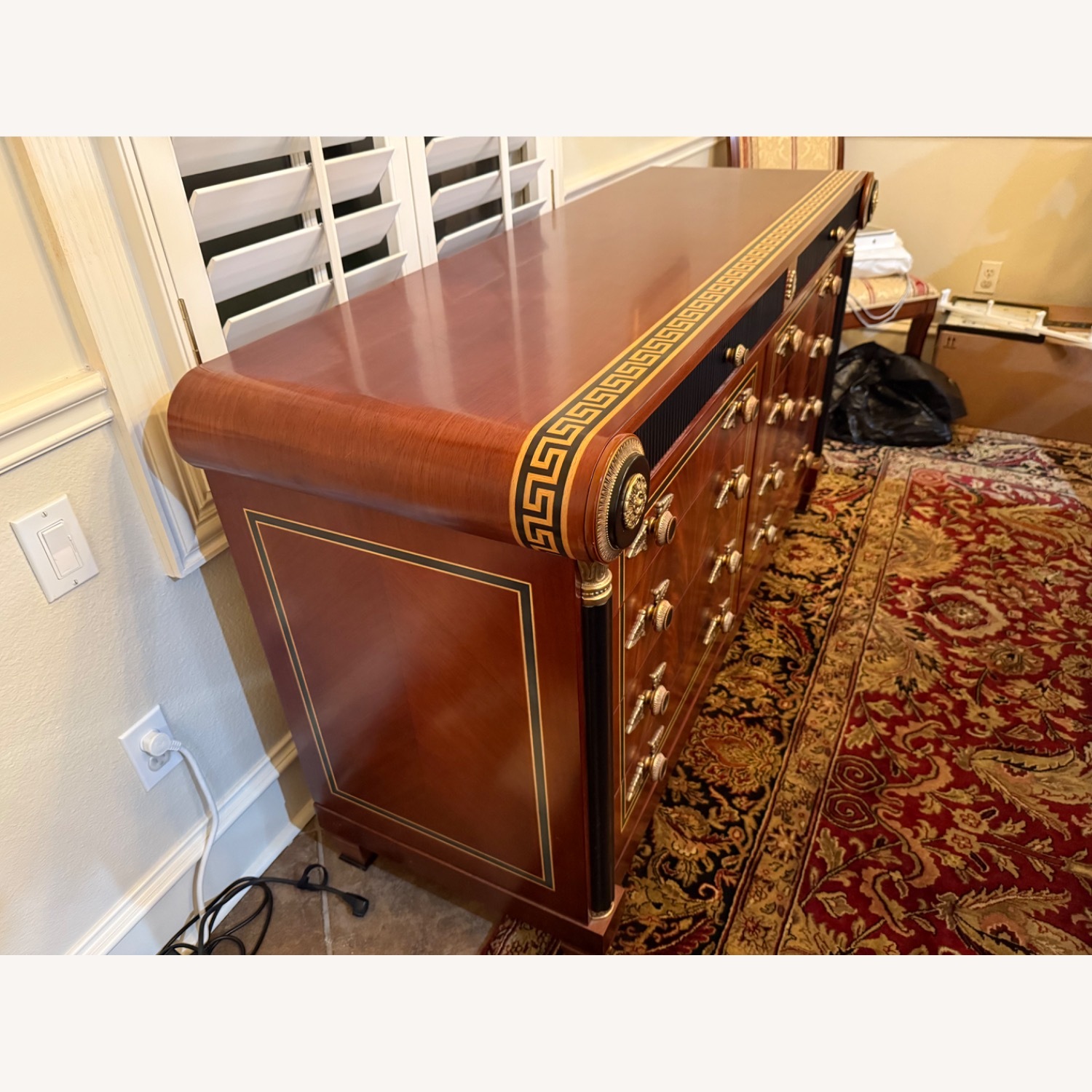 Dark Brown Buffet/ Black and Gold Accents - image-1