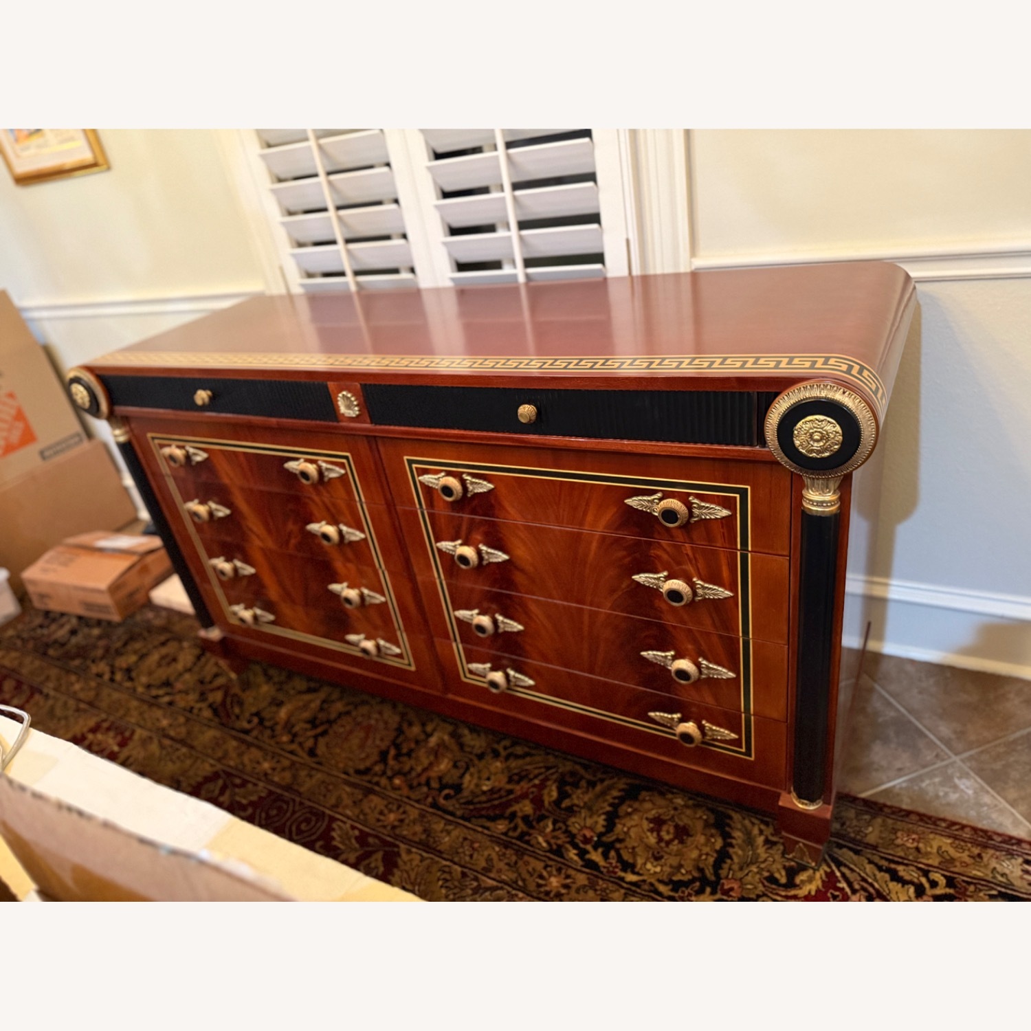 Dark Brown Buffet/ Black and Gold Accents - image-3