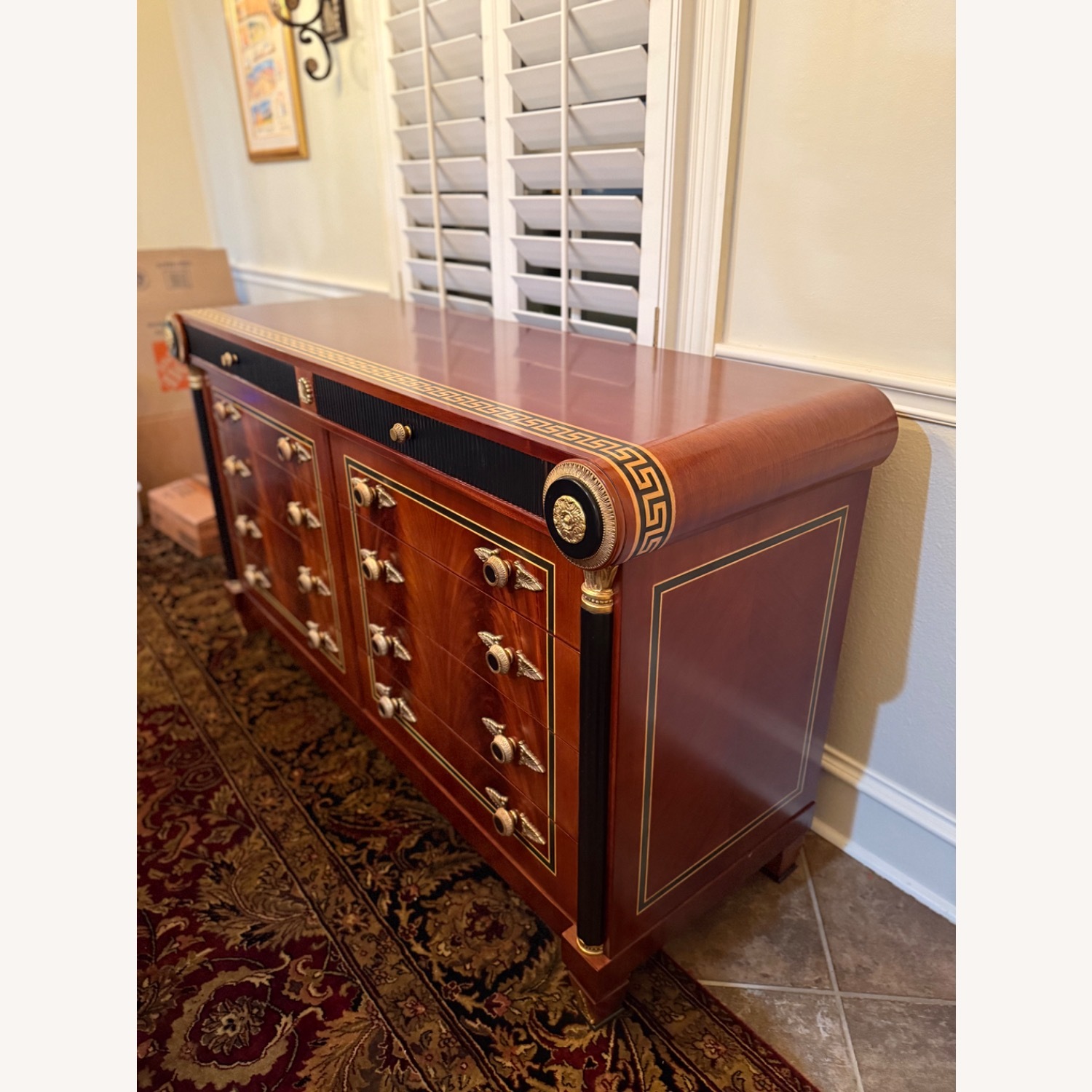 Dark Brown Buffet/ Black and Gold Accents - image-2