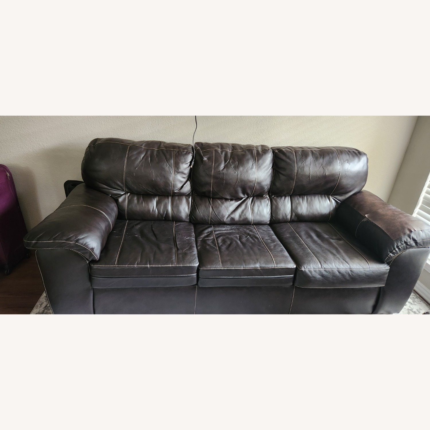 3 Seater Faux Leather Sofa with Ottoman - image-2