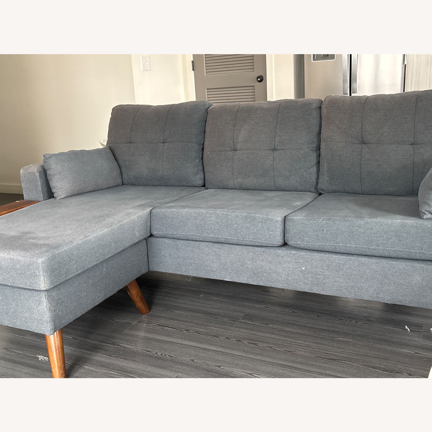 Navy Blue Mid-century Modern Modular L Shape Sofa - image-3