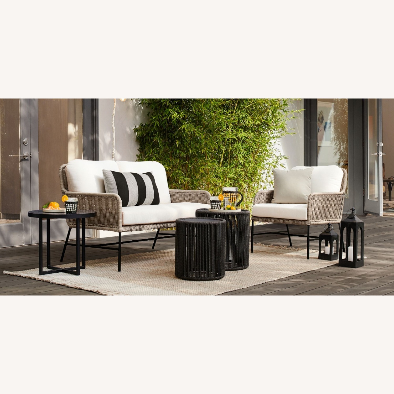 Pottery Barn Tulum Wicker Outdoor Loveseat Set - image-6